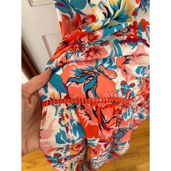 JADE MELODY TAM Beautiful Floral Maxi Dress Short Sleeve V-Neck Womens Medium XC - Picture 4 of 13